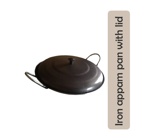 PanPetals Appam tawa with Lid/IronTawa-iron appachatty with lid